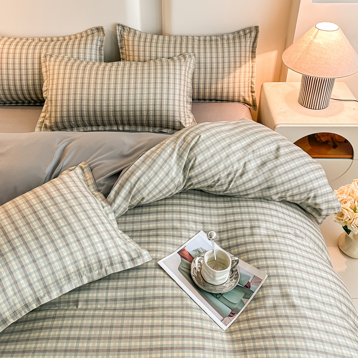 91家纺网 家纺一手货源 找家纺 楠沐家纺 2026新款无印风单被套芦荟棉学生印花被套 觅遇