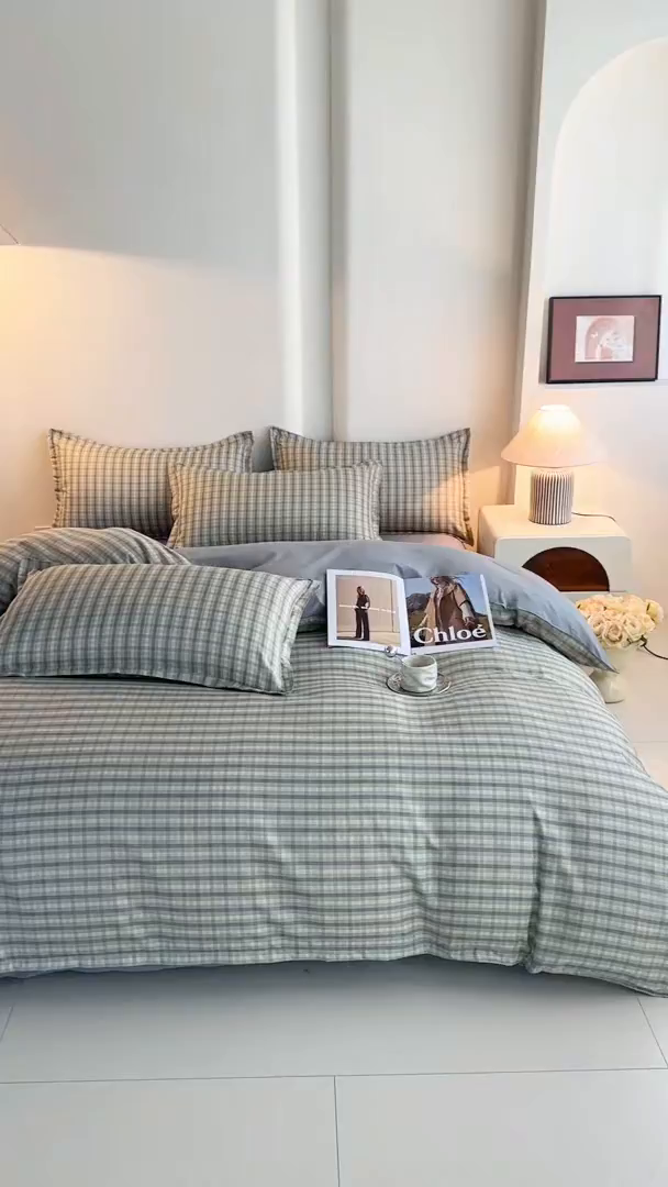 91家纺网 家纺一手货源 找家纺 楠沐家纺 2026新款无印风单被套芦荟棉学生印花被套 觅遇