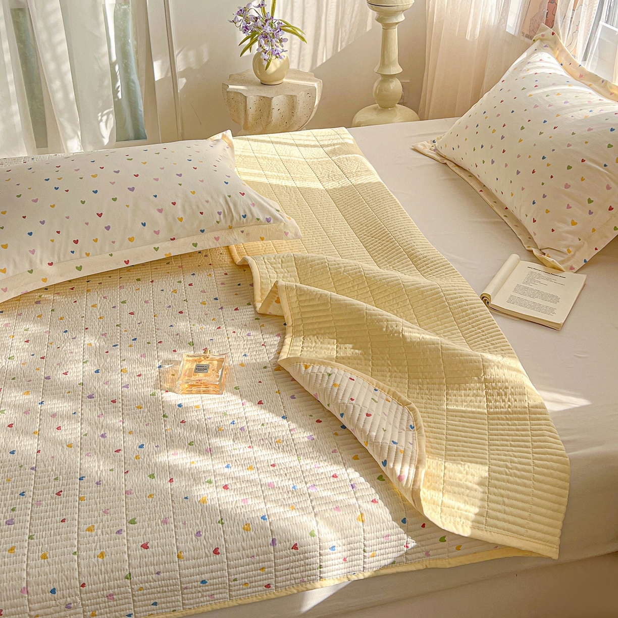 91家纺网 家纺一手货源 找家纺 梦纤绒 2026新款亲肤舒适仿棉印花床盖四件套 五彩斑斓