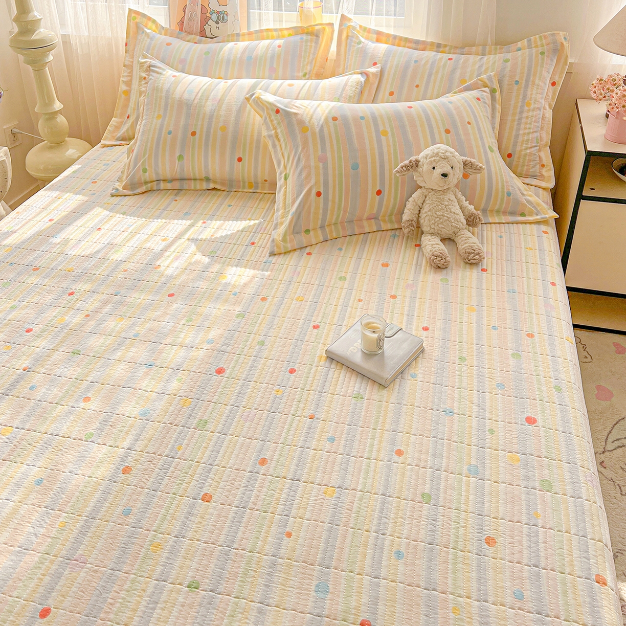 91家纺网 家纺一手货源 找家纺 梦纤绒 2026新款亲肤舒适仿棉印花床盖四件套 小时光