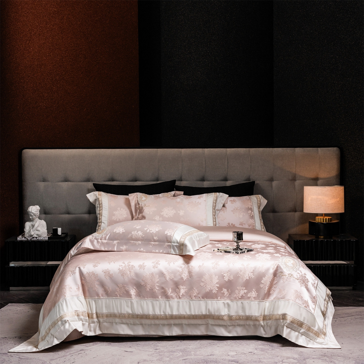 91家纺网 家纺一手货源 找家纺 （总）鼎飞家纺 2026新款3D立体浮雕高精密长绒棉四件套--索菲尔系列