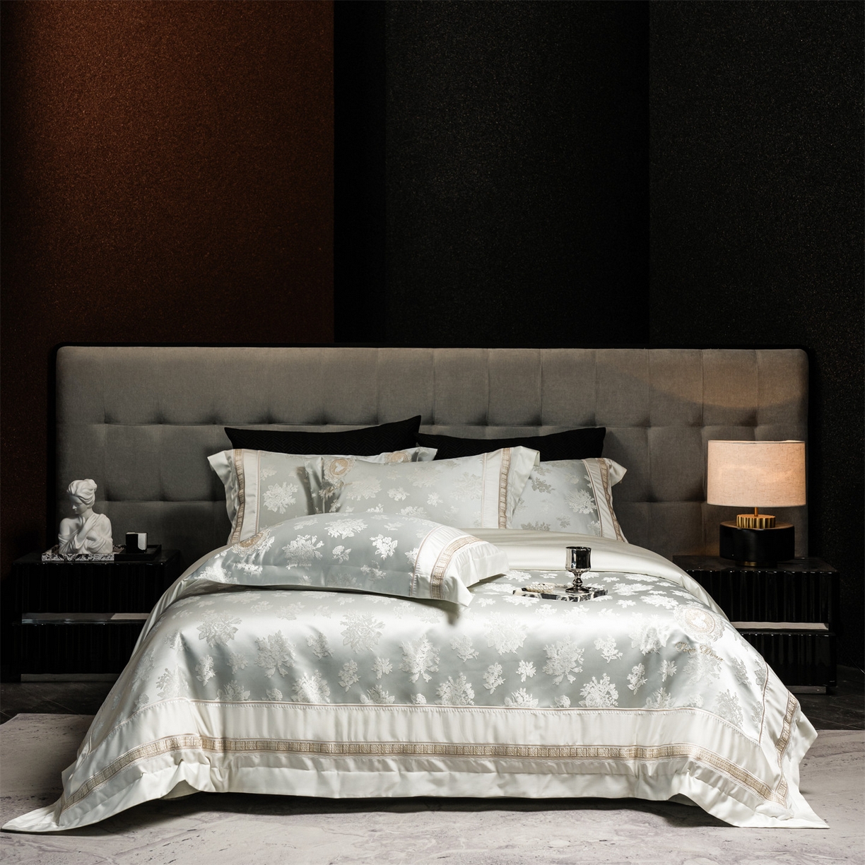 鼎飞家纺 2026新款3D立体浮雕高精密长绒棉四件套--索菲尔系列 索菲尔-芙绿