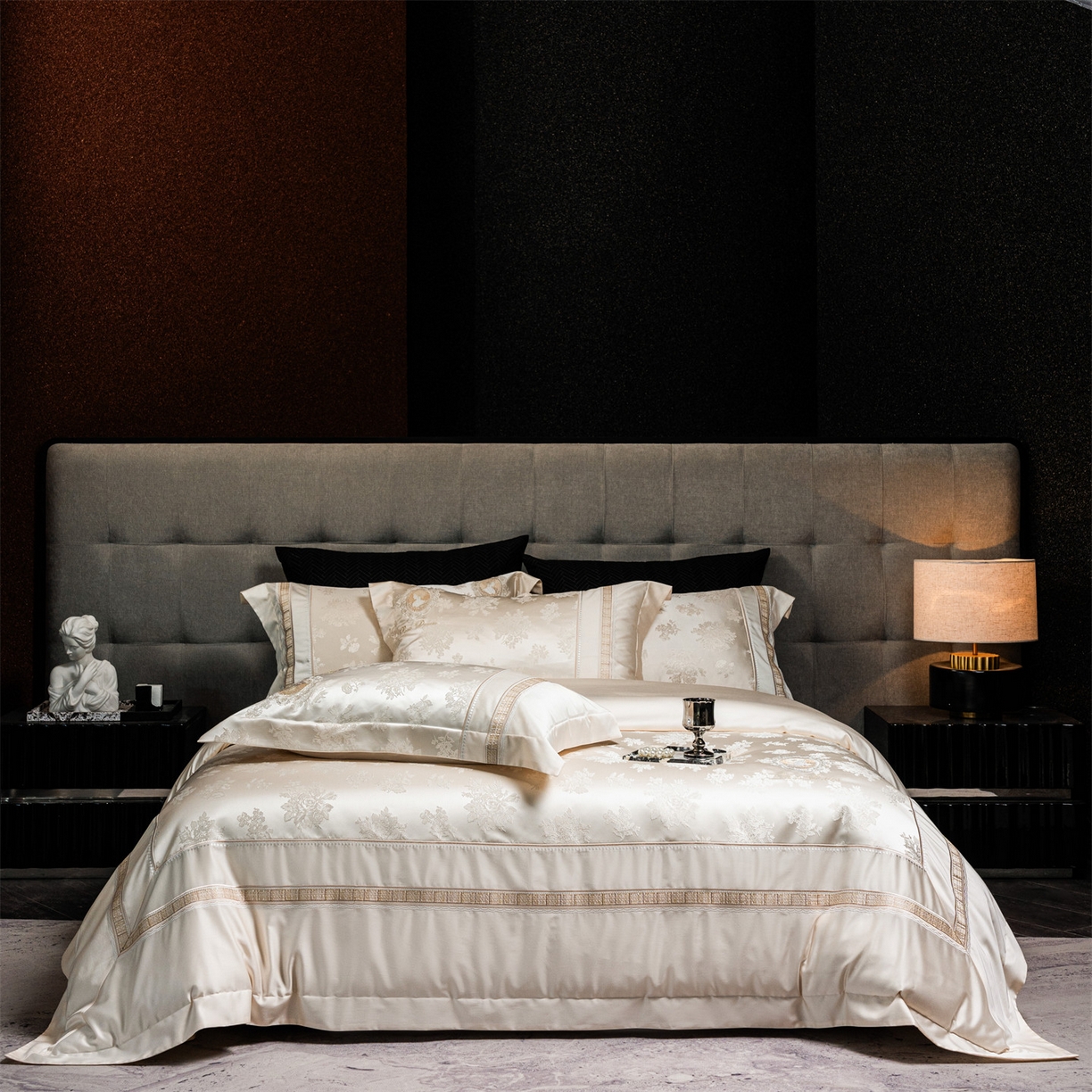 鼎飞家纺 2026新款3D立体浮雕高精密长绒棉四件套--索菲尔系列 索菲尔-奶咖