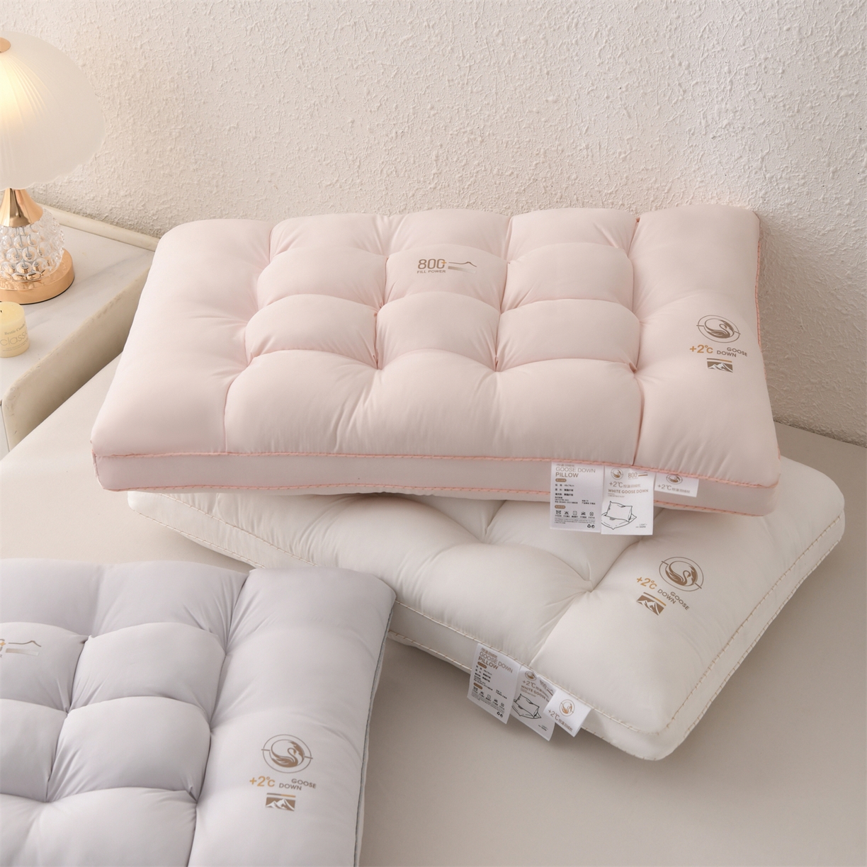 91家纺网 家纺一手货源 找家纺 仁宇枕业 2026新款800控温面包羽丝绒枕枕头枕芯 组合图仅供展示不可下单