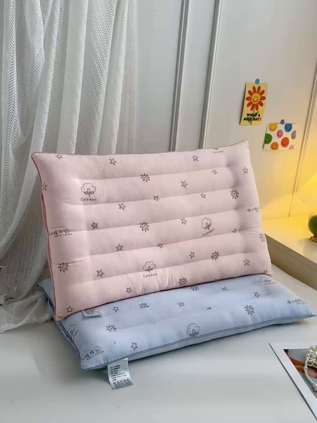 91家纺网 家纺一手货源 找家纺 （总）仁宇枕业 2026新款太阳花暖心暖棉定型低枕枕头枕芯