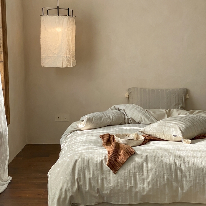 91家纺网 家纺一手货源 找家纺 （总）玉宇阁家居 2025新款色织空气全棉纯棉大提花磨毛四件套(流苏款)