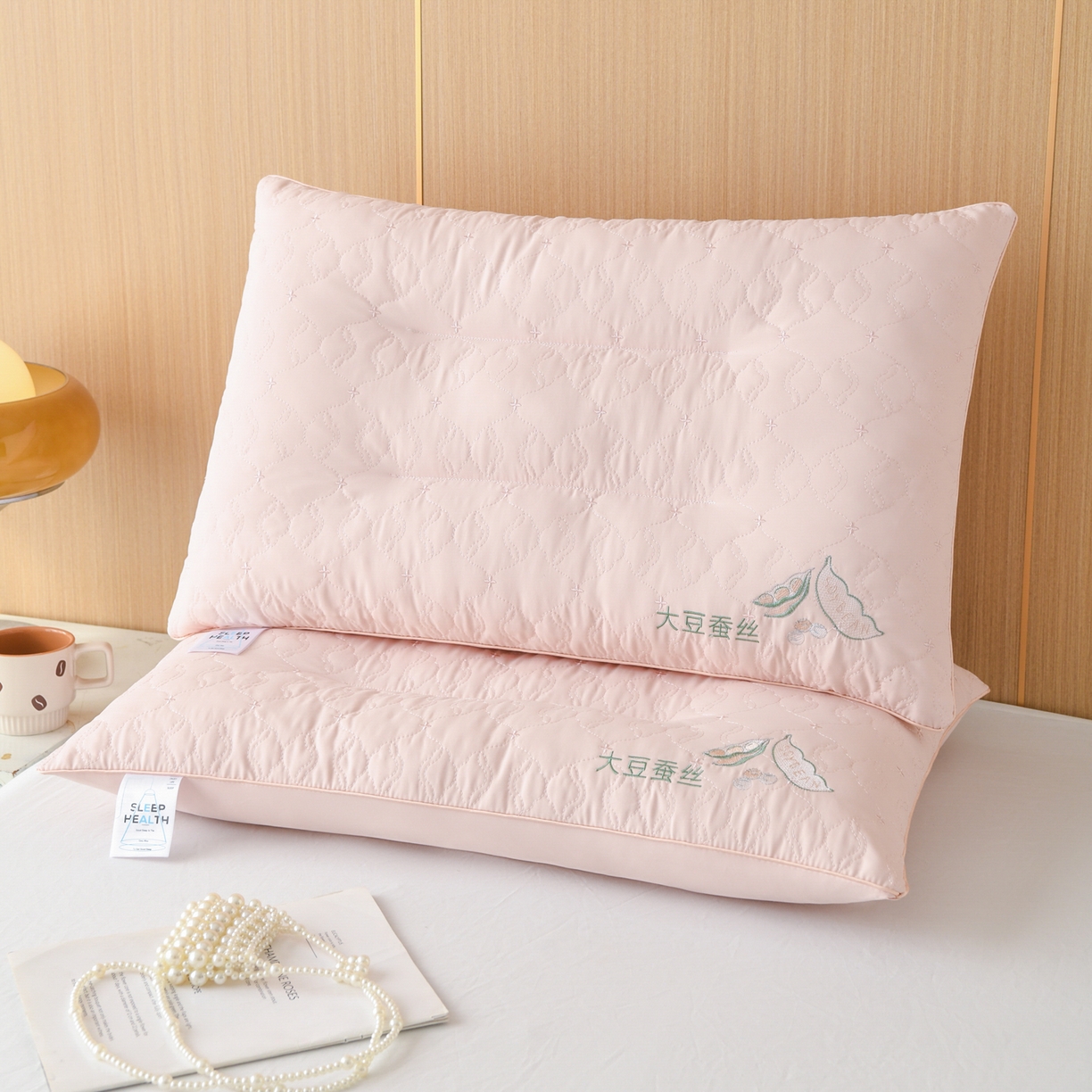 仁宇枕业 2026新款磨毛大豆蚕丝低枕枕头枕芯 磨毛大豆蚕丝枕-粉色