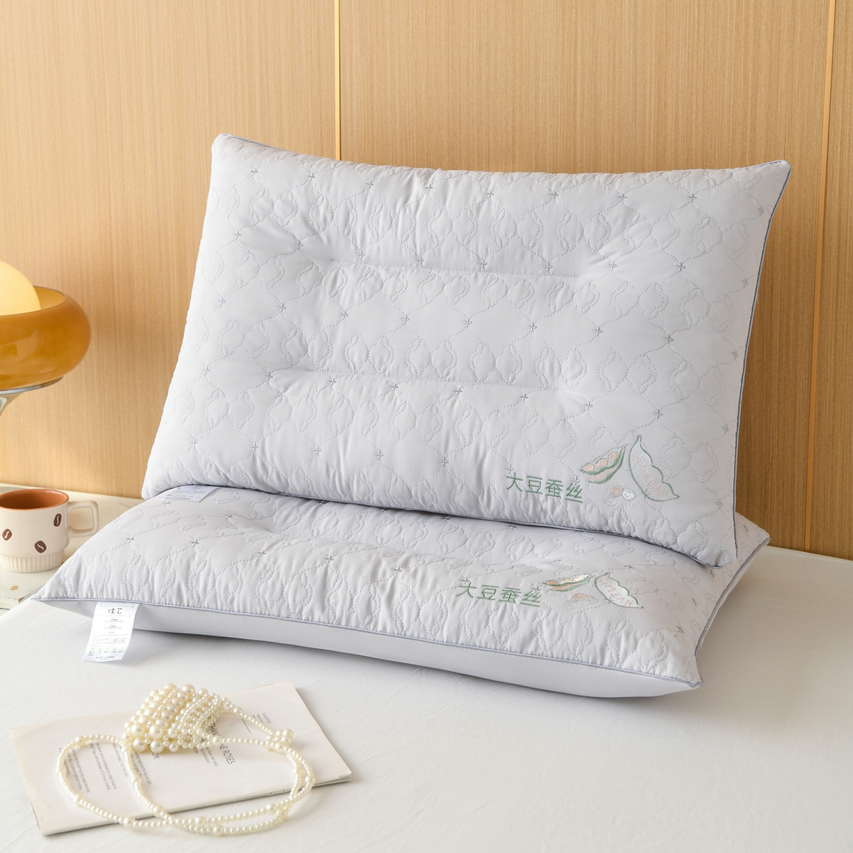 仁宇枕业 2026新款磨毛大豆蚕丝低枕枕头枕芯 磨毛大豆蚕丝枕-灰色