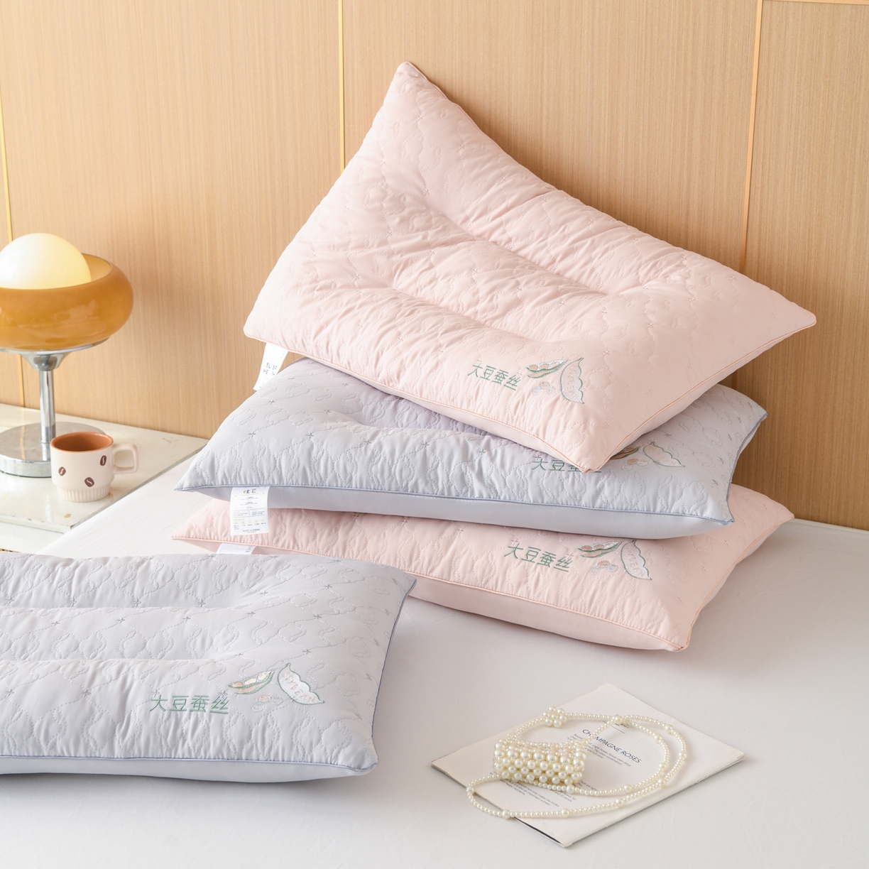 91家纺网 家纺一手货源 找家纺 仁宇枕业 2026新款磨毛大豆蚕丝低枕枕头枕芯 磨毛大豆蚕丝枕-灰色