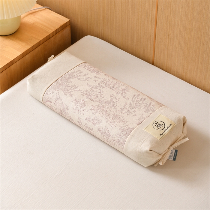 91家纺网 家纺一手货源 找家纺 （总）仁宇枕业 2026新款棉麻古朴两用绑带款系列荞麦枕枕头枕芯