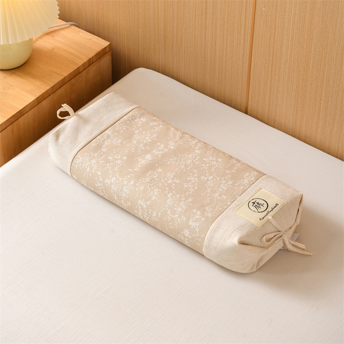 仁宇枕业 2026新款棉麻古朴两用绑带款系列荞麦枕枕头枕芯 棉麻款两用绑带系列荞麦枕-春意米黄