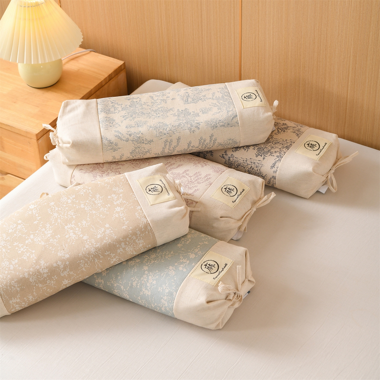 91家纺网 家纺一手货源 找家纺 仁宇枕业 2026新款棉麻古朴两用绑带款系列荞麦枕枕头枕芯 组合图仅供展示不可下单