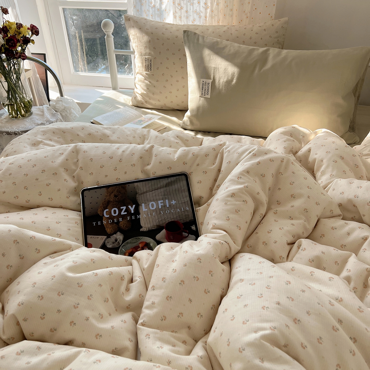 91家纺网 家纺一手货源 找家纺 （总）六巷胡同 2026新款INS博主风混搭小碎花A类全棉双层纱四件套