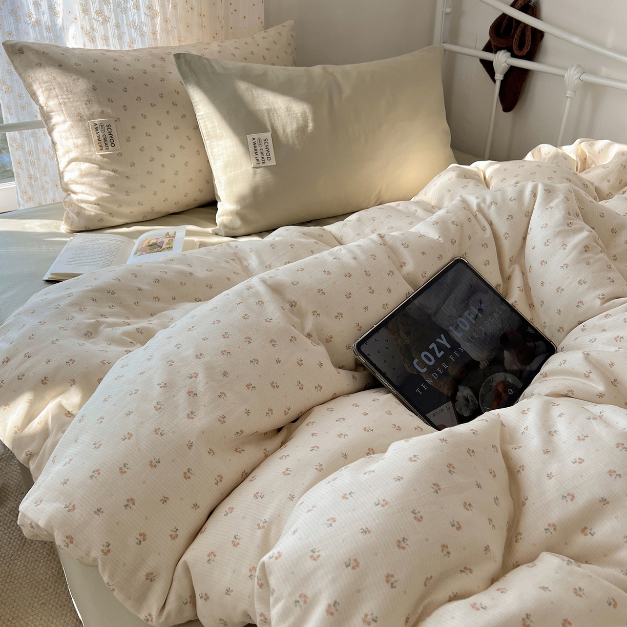 91家纺网 家纺一手货源 找家纺 （总）六巷胡同 2026新款INS博主风混搭小碎花A类全棉双层纱四件套