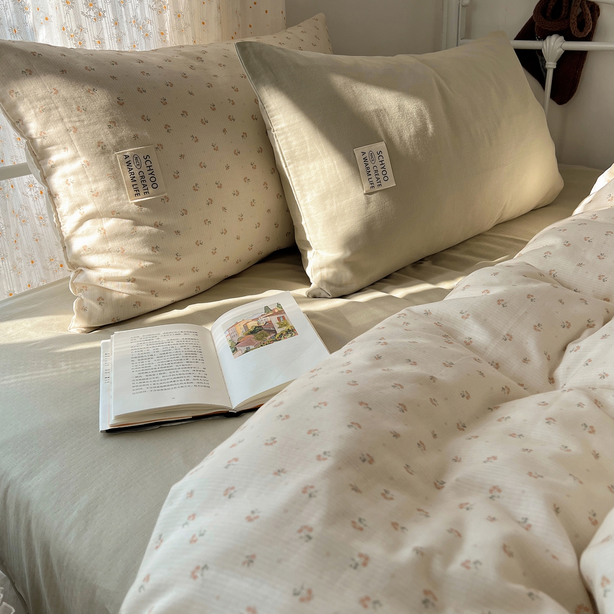 91家纺网 家纺一手货源 找家纺 （总）六巷胡同 2026新款INS博主风混搭小碎花A类全棉双层纱四件套