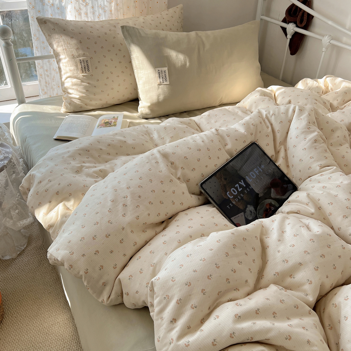 91家纺网 家纺一手货源 找家纺 （总）六巷胡同 2026新款INS博主风混搭小碎花A类全棉双层纱四件套