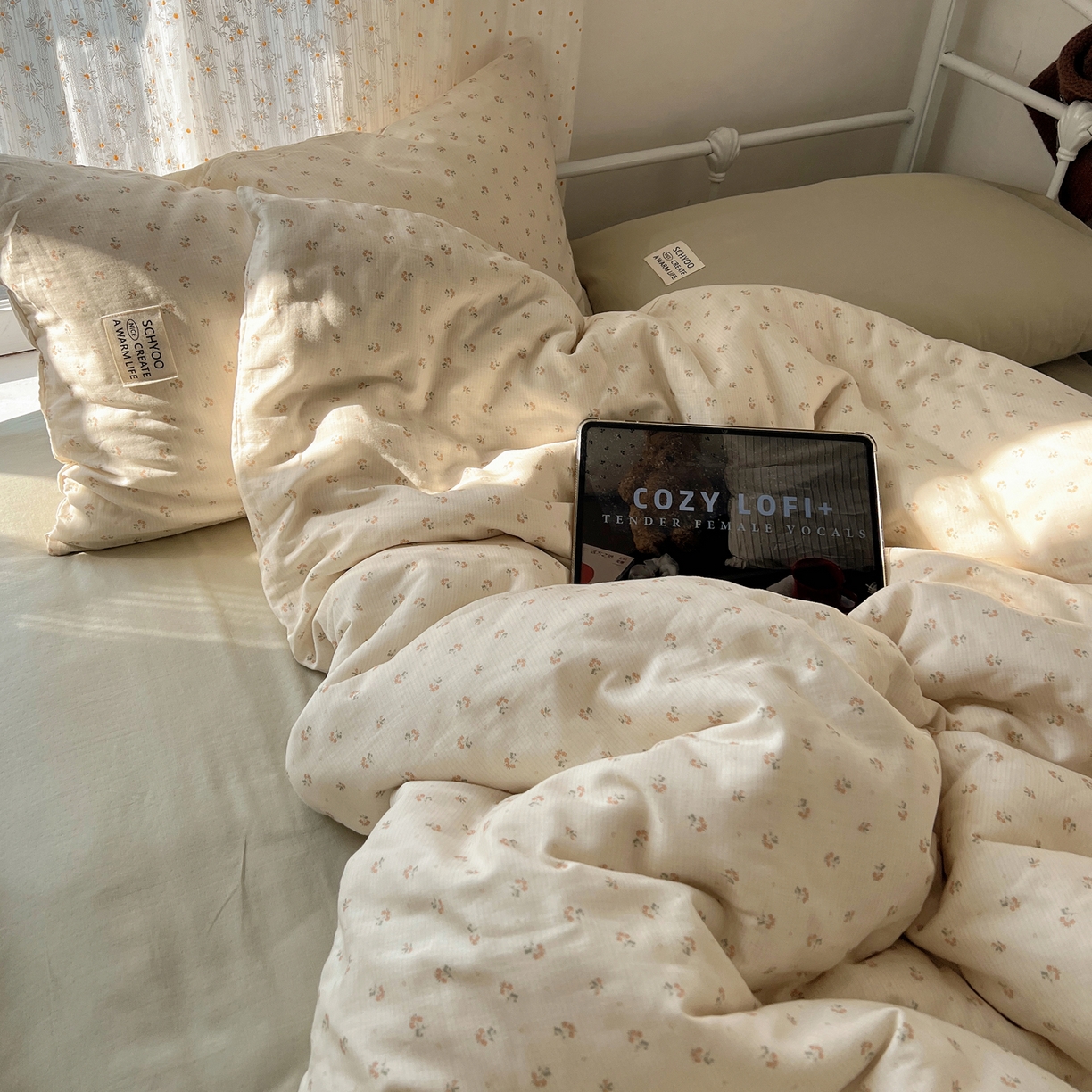 91家纺网 家纺一手货源 找家纺 （总）六巷胡同 2026新款INS博主风混搭小碎花A类全棉双层纱四件套