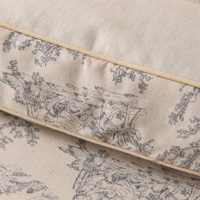 91家纺网 家纺一手货源 找家纺 仁宇枕业 2026新款棉麻古朴宫廷系列荞麦枕枕头枕芯 棉麻款宫廷系列荞麦枕-青花瓷黑