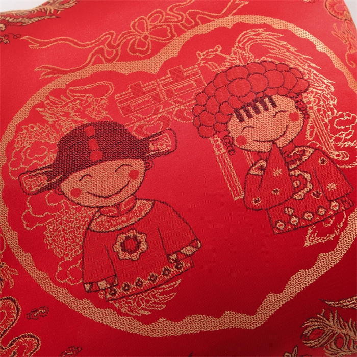 91家纺网 家纺一手货源 找家纺 仁宇枕业 2026新款过年新年大红结婚婚庆喜庆靠枕腰靠抱枕 贡缎婚庆抱枕-财源滚滚