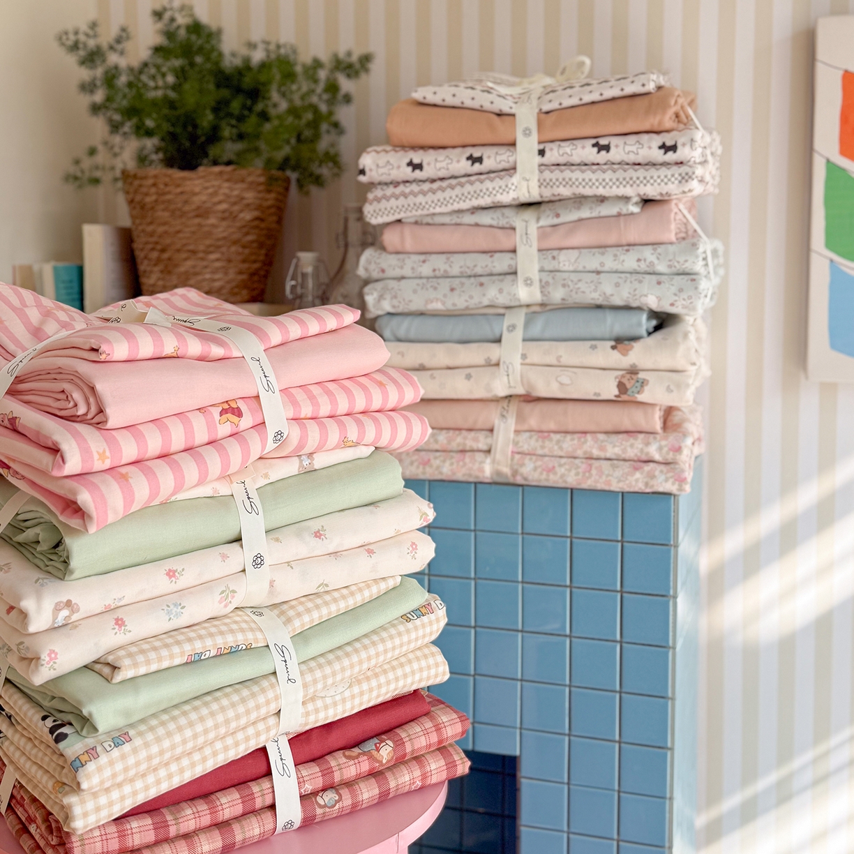 91家纺网 家纺一手货源 找家纺 麦伦家居 2026年春夏新款全棉纯棉有氧双层纱印花四件套-第二波 组合图仅供展示-不可下单