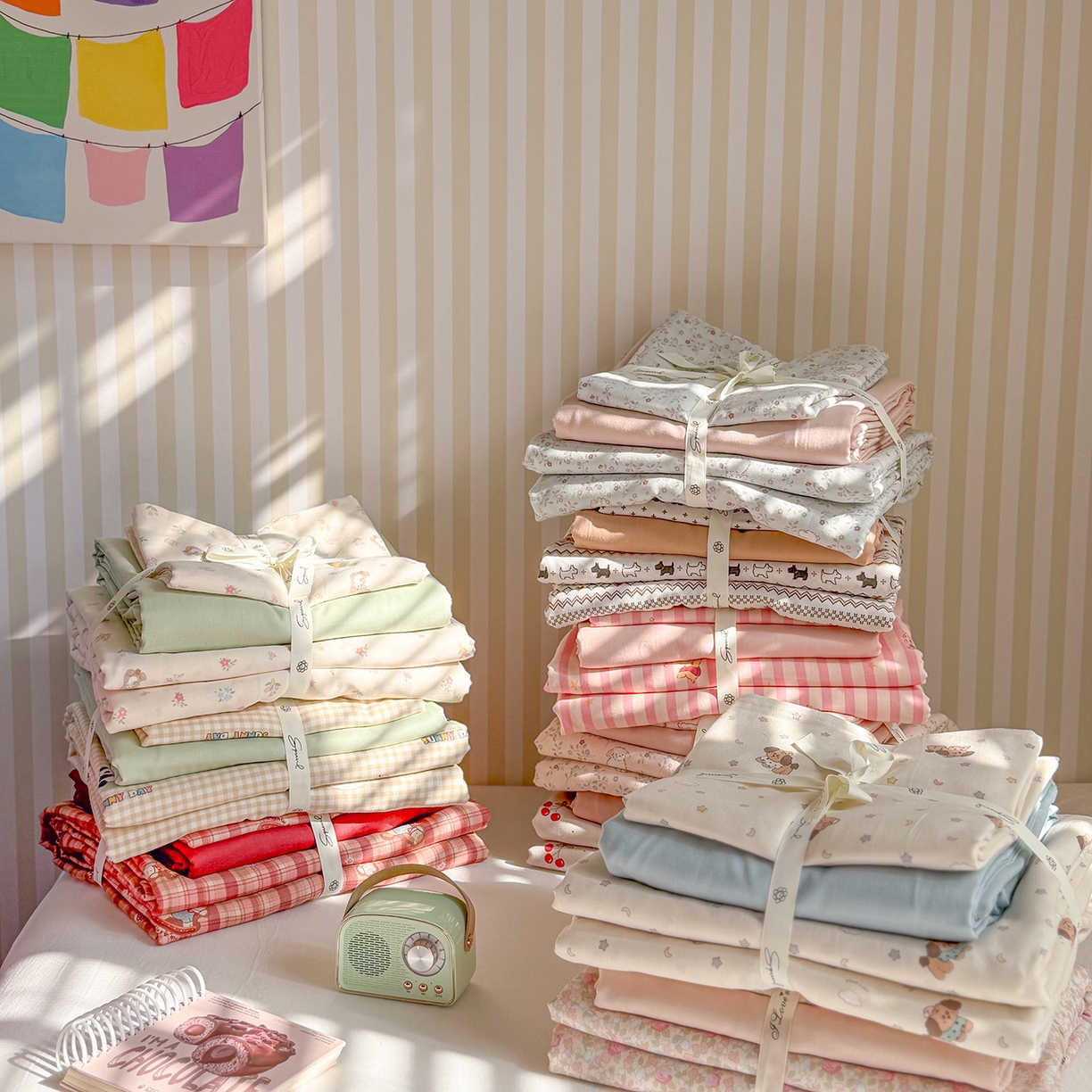 91家纺网 家纺一手货源 找家纺 麦伦家居 2026年春夏新款全棉纯棉有氧双层纱印花四件套-第二波 组合图仅供展示-不可下单