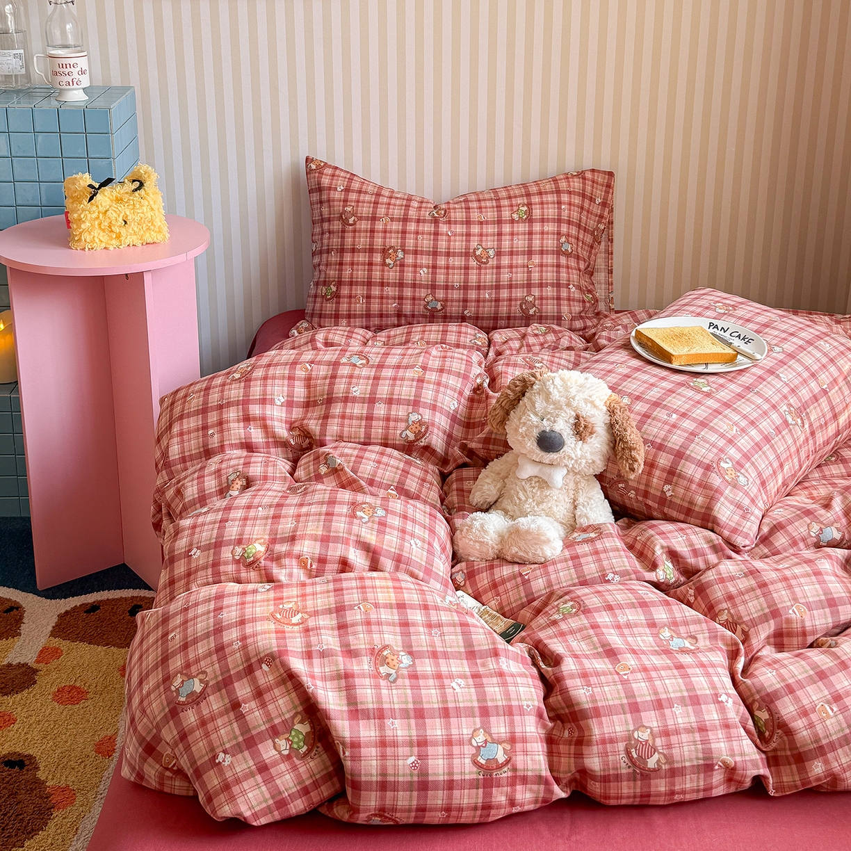 91家纺网 家纺一手货源 找家纺 麦伦家居 2026年春夏新款全棉纯棉有氧双层纱印花四件套-第二波 木马乐园