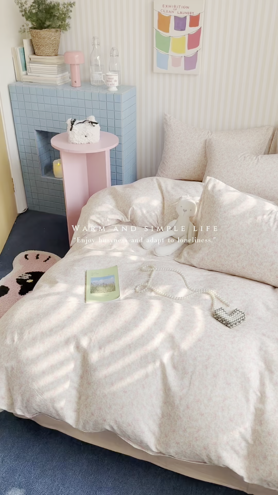 91家纺网 家纺一手货源 找家纺 麦伦家居 2026年春夏新款全棉纯棉有氧双层纱印花四件套-第二波 云锦兔-粉