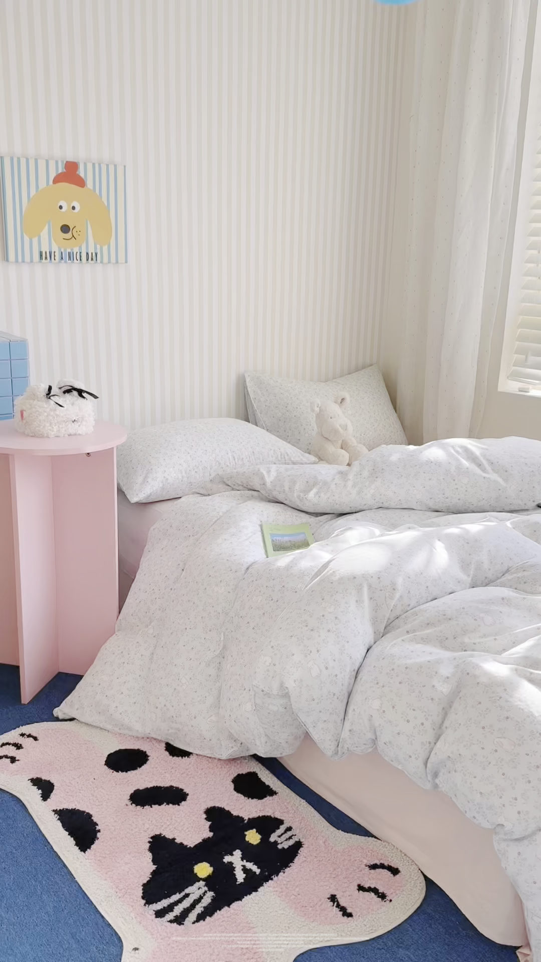 91家纺网 家纺一手货源 找家纺 麦伦家居 2026年春夏新款全棉纯棉有氧双层纱印花四件套-第二波 云锦兔-蓝