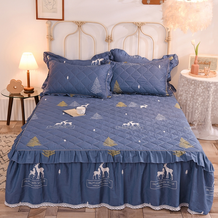 91家纺网 家纺一手货源 找家纺 （总）美达2025全棉蕾丝小花边夹棉单床裙