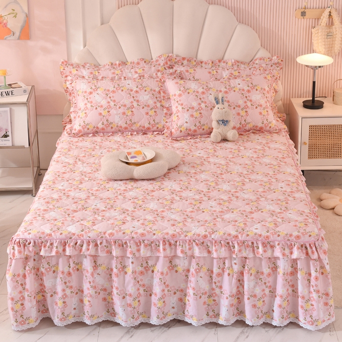 91家纺网 家纺一手货源 找家纺 （总）美达2025全棉蕾丝小花边夹棉单床裙