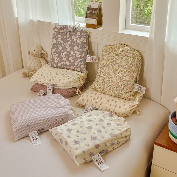 91家纺网 家纺一手货源 找家纺 （总）斯卡诺家纺 2026爆款古法水洗仿棉四件套韩国小布袋五件套（高克重斜纹加厚）