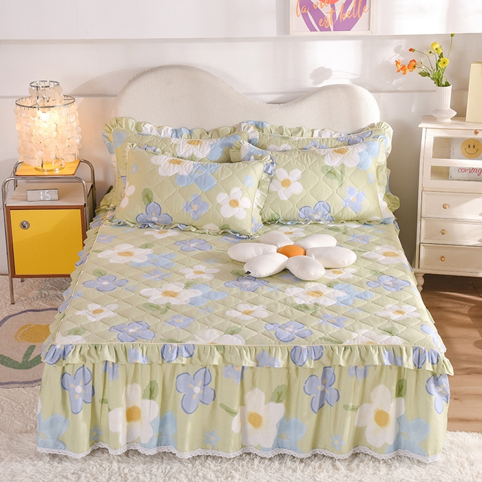 91家纺网 家纺一手货源 找家纺 （总）美达2025全棉蕾丝小花边夹棉单床裙