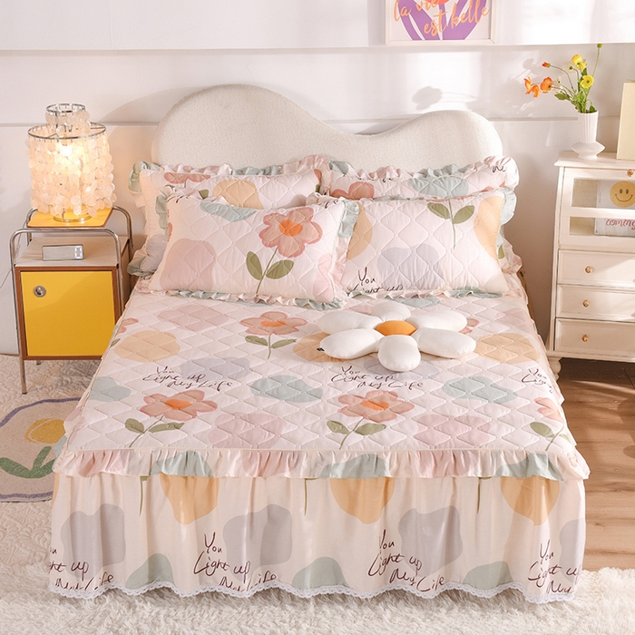 91家纺网 家纺一手货源 找家纺 （总）美达2025全棉蕾丝小花边夹棉单床裙