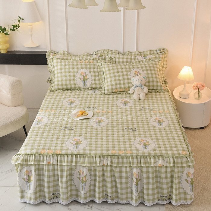 91家纺网 家纺一手货源 找家纺 （总）美达2025全棉蕾丝小花边夹棉单床裙