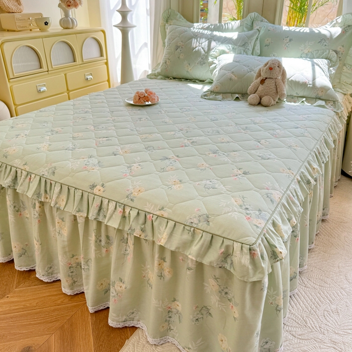 91家纺网 家纺一手货源 找家纺 （总）美达2025全棉蕾丝小花边夹棉单床裙