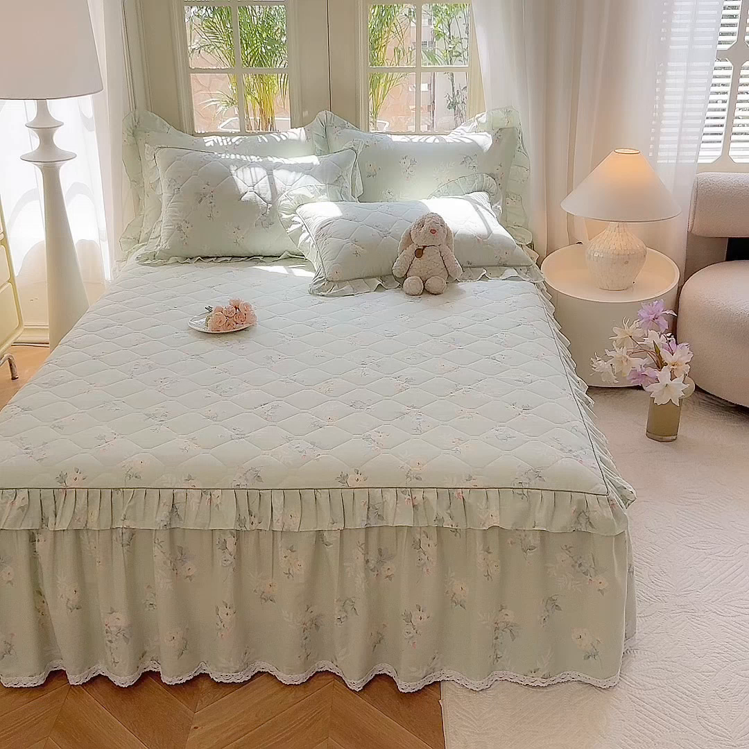 91家纺网 家纺一手货源 找家纺 （总）美达2025全棉蕾丝小花边夹棉单床裙