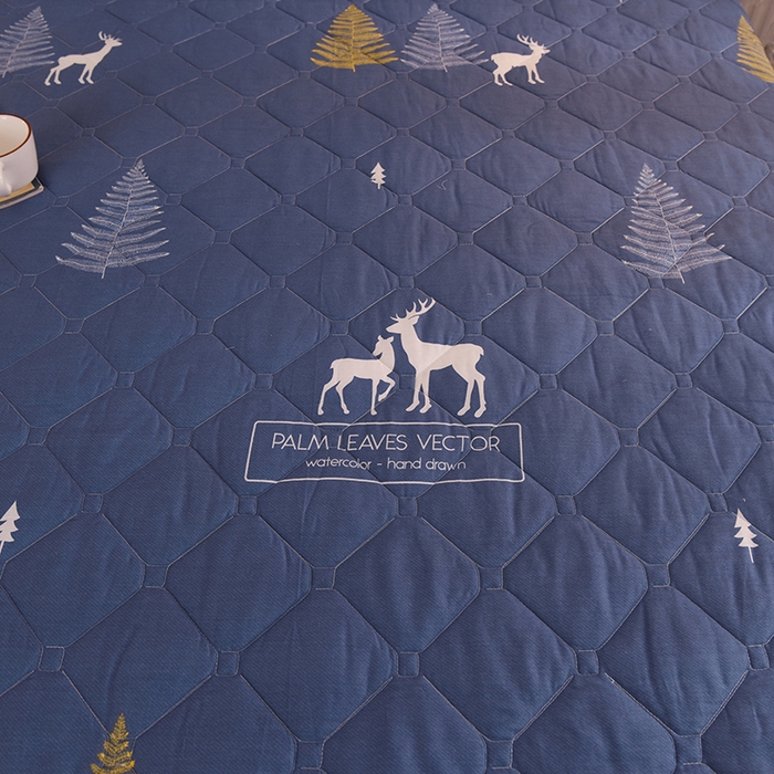 91家纺网 家纺一手货源 找家纺 美达2025全棉蕾丝小花边夹棉单床裙 一鹿繁程-蓝