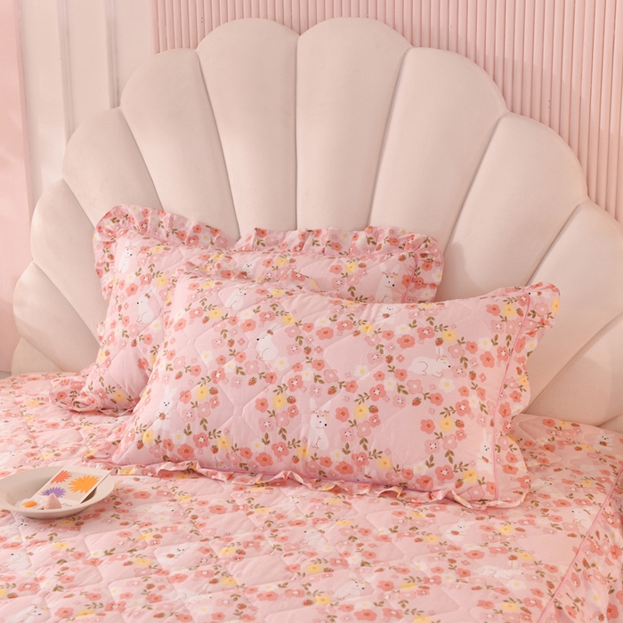 91家纺网 家纺一手货源 找家纺 美达2025全棉蕾丝小花边夹棉单床裙 米菲兔