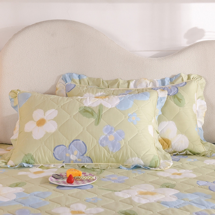 91家纺网 家纺一手货源 找家纺 美达2025全棉蕾丝小花边夹棉单床裙 雅秀