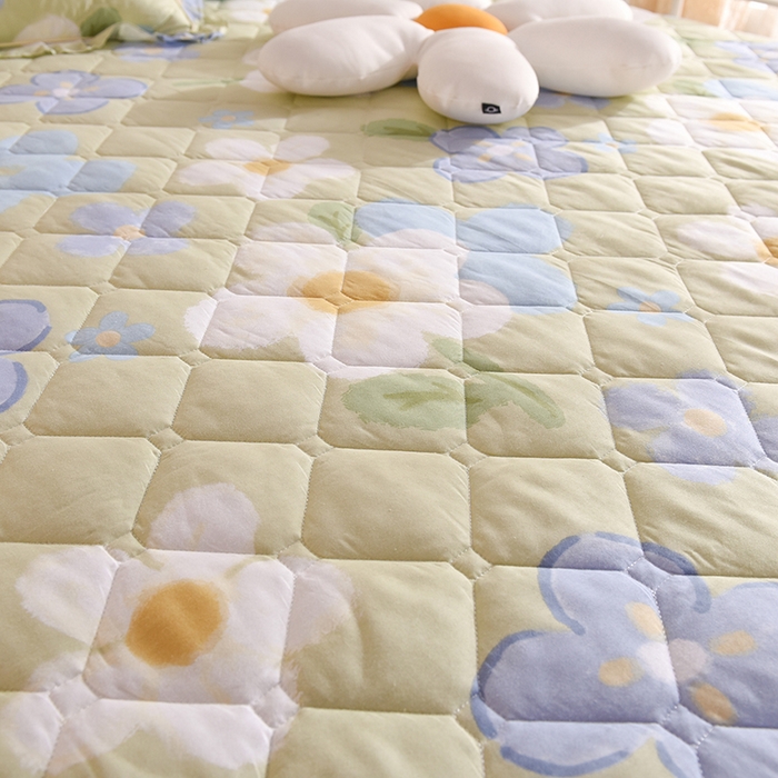 91家纺网 家纺一手货源 找家纺 美达2025全棉蕾丝小花边夹棉单床裙 雅秀