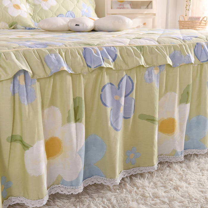 91家纺网 家纺一手货源 找家纺 美达2025全棉蕾丝小花边夹棉单床裙 雅秀