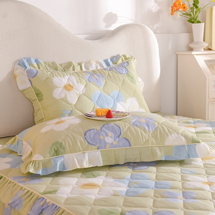 91家纺网 家纺一手货源 找家纺 美达2025全棉蕾丝小花边夹棉单床裙 雅秀