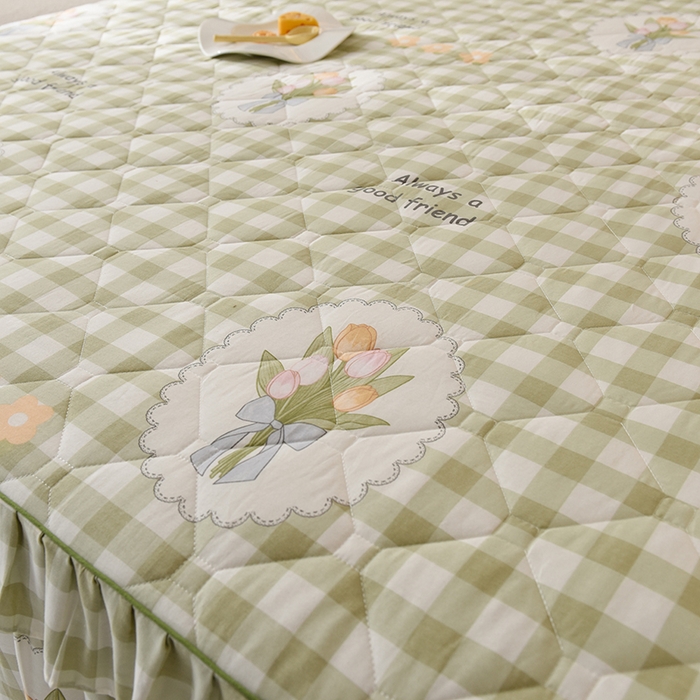 91家纺网 家纺一手货源 找家纺 美达2025全棉蕾丝小花边夹棉单床裙 茉彩