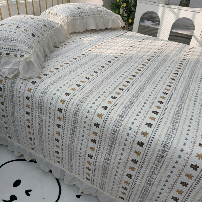 91家纺网 家纺一手货源 找家纺 （总）暖居 2026新款大尺寸双层纱高温砂洗245X265床盖三件套