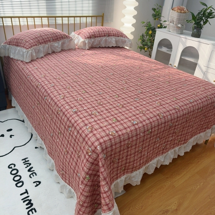 暖居 2026新款大尺寸双层纱高温砂洗245X265床盖三件套 木马