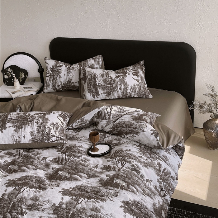 91家纺网 家纺一手货源 找家纺 琪格格纺织 2026新款60s纯棉加厚三层纱系列四件套 三层纱 海纳公园