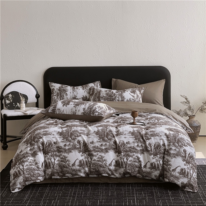 91家纺网 家纺一手货源 找家纺 琪格格纺织 2026新款60s纯棉加厚三层纱系列四件套 三层纱 海纳公园