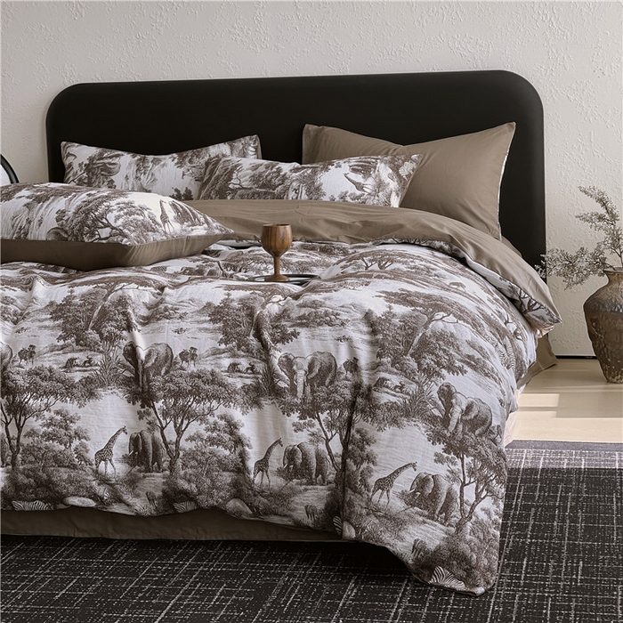 91家纺网 家纺一手货源 找家纺 琪格格纺织 2026新款60s纯棉加厚三层纱系列四件套 三层纱 海纳公园