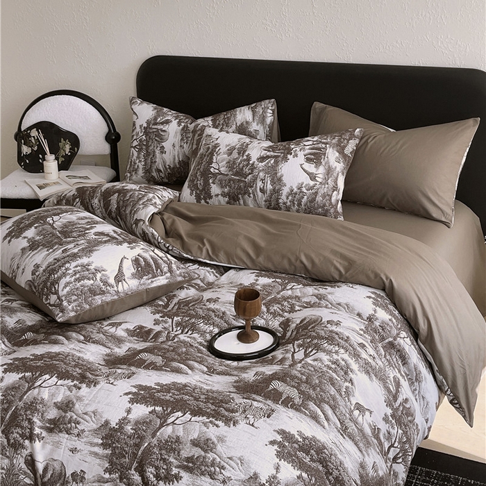 91家纺网 家纺一手货源 找家纺 琪格格纺织 2026新款60s纯棉加厚三层纱系列四件套 三层纱 海纳公园