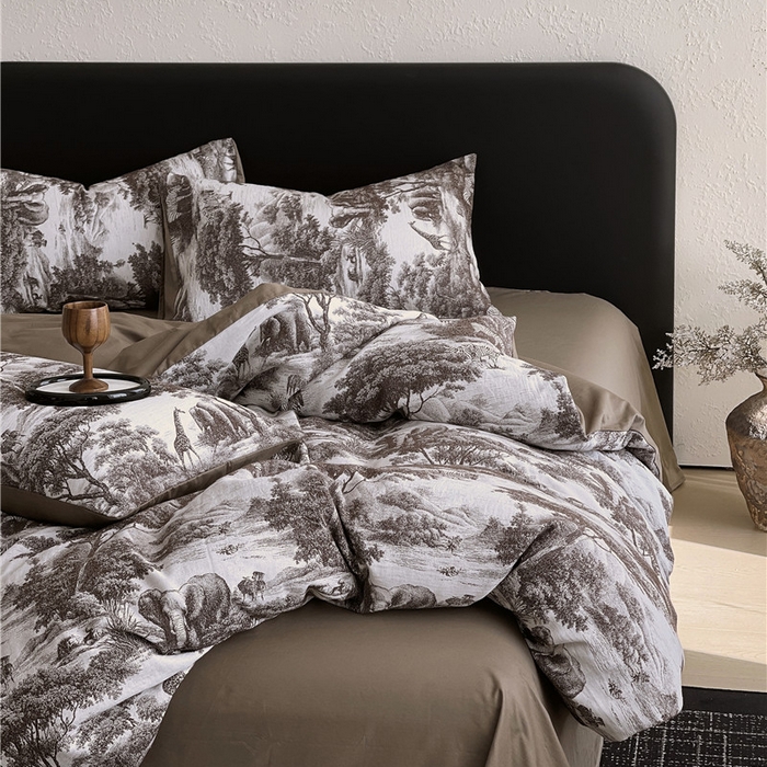 91家纺网 家纺一手货源 找家纺 琪格格纺织 2026新款60s纯棉加厚三层纱系列四件套 三层纱 海纳公园